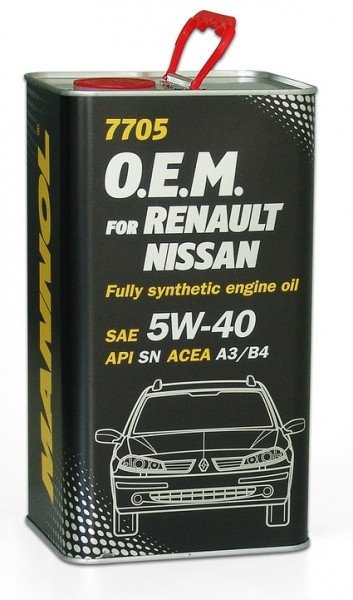 Mannol 7705 O.E.M. for Renault Nissan 5W-40 SN/CF 4  METAL