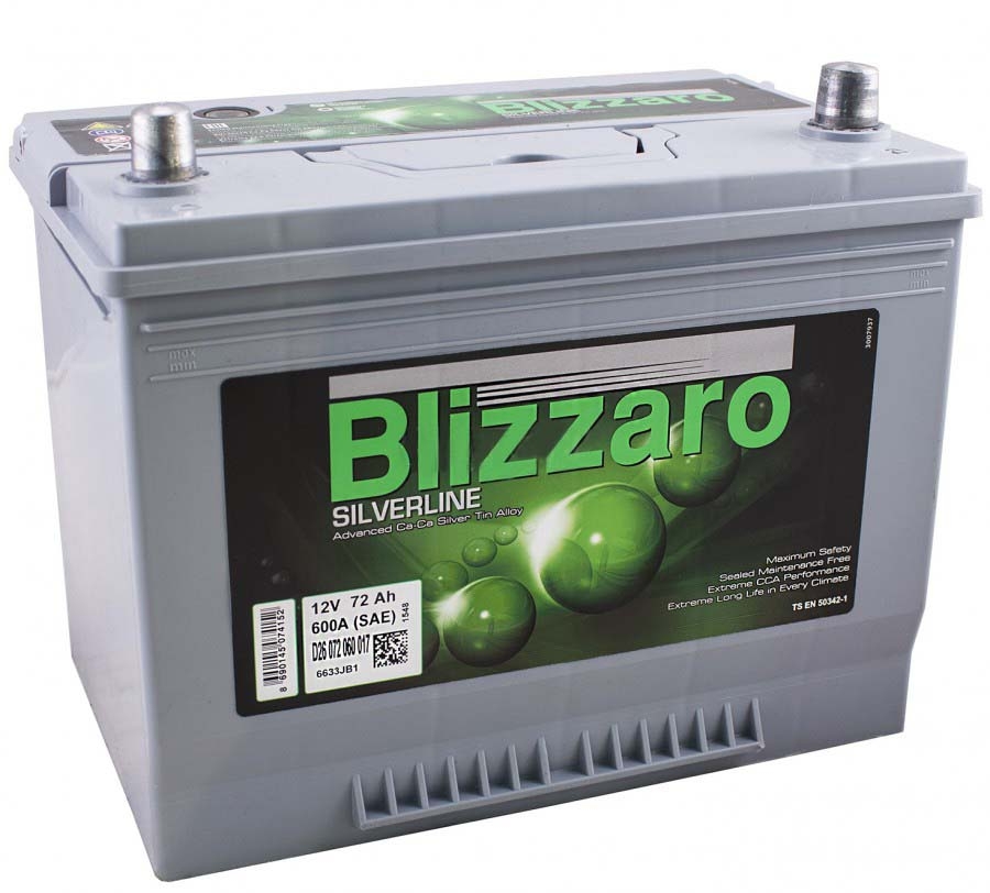 Blizzaro Silverline Asia D26 072 060 017 72Ah 600A R+