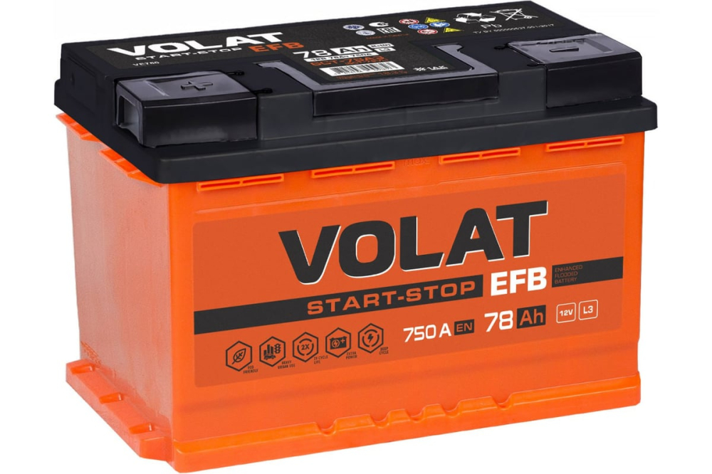 VOLAT EFB 78Ah 750A R+