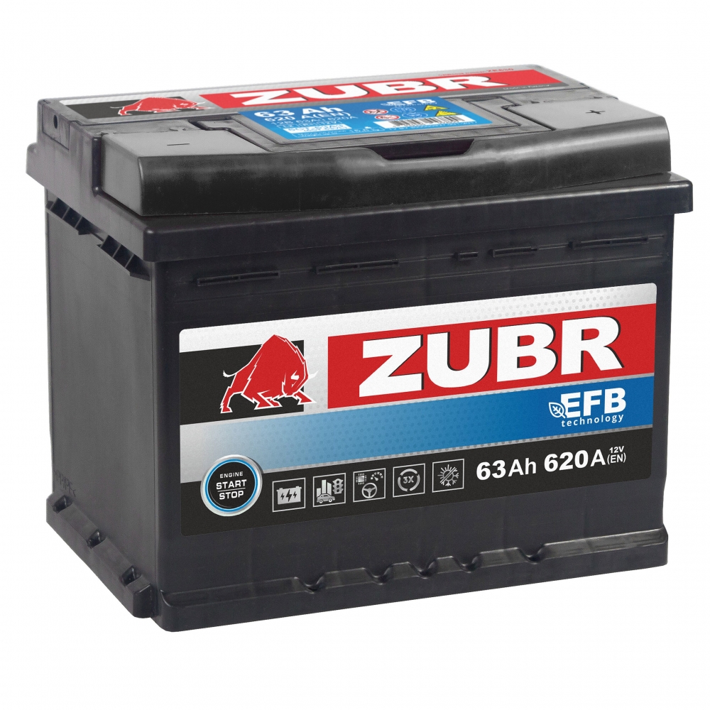 ZUBR EFB 63Ah 620A R+