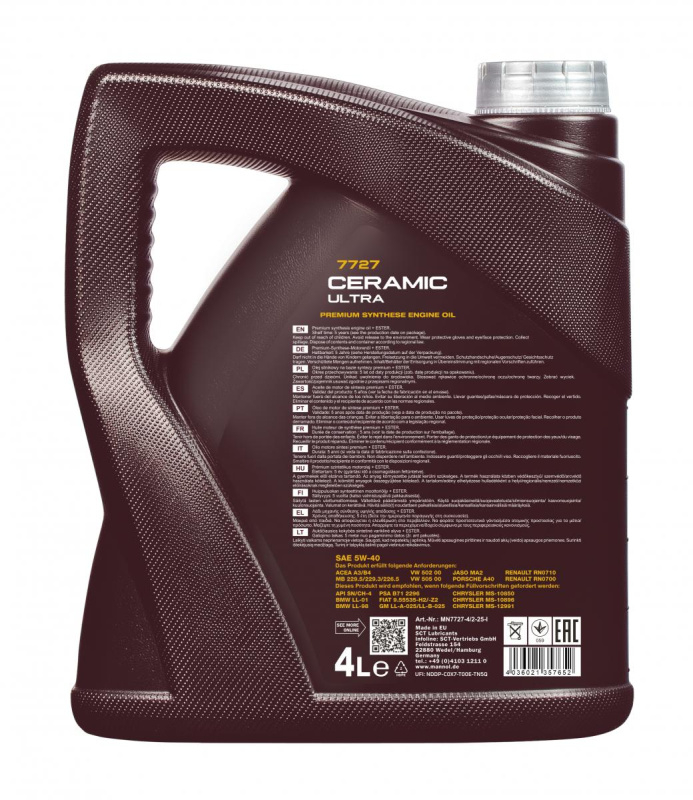 Mannol 7727 Ceramic Ultra SN/CH-4 A3/B4 5W-40 4 �